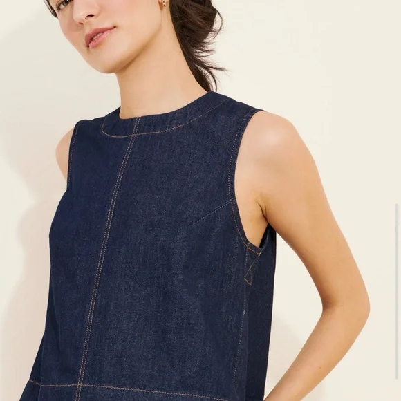 Madewell Boxy Denim Shell Top Medium sz 8 - Picture 5 of 8